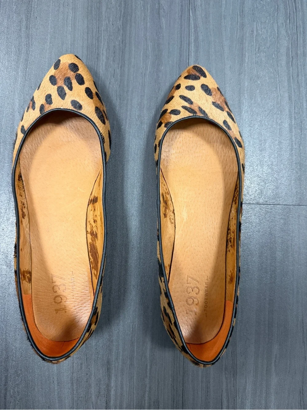 Madewell Leopard Print Pointed Toe calf hair Flats